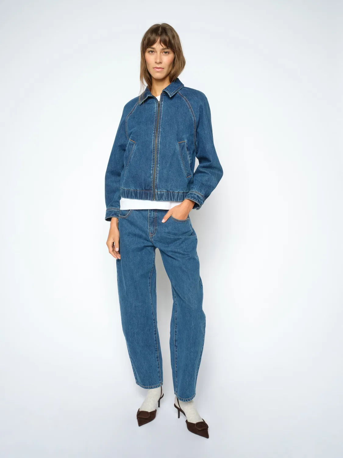Mos Mosh MMHellen Bernat Barrel Jeans Blau Stickerei