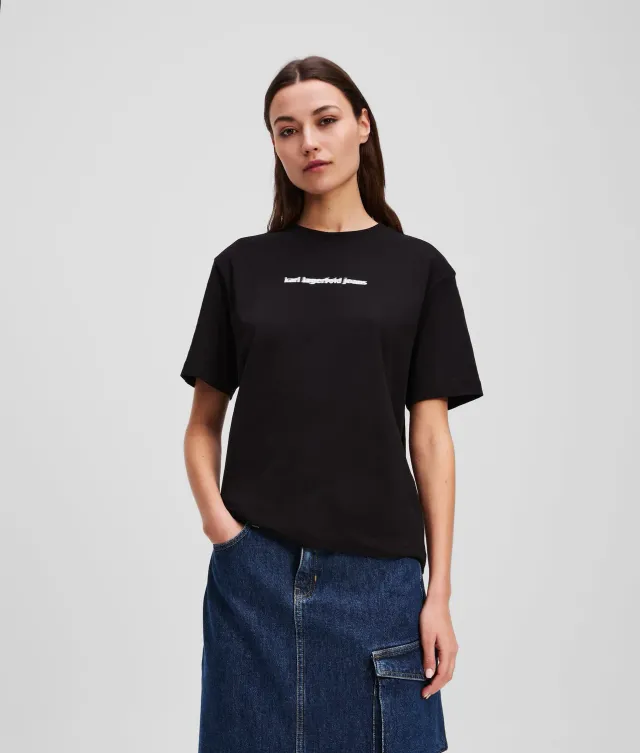 Karl Lagerfeld Jeans Blurred Logo T-Shirt Weiß