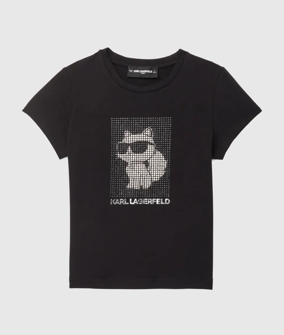 Karl Lagerfeld Ikon Choupette Rhinestone T-Shirt Mädchen Strass