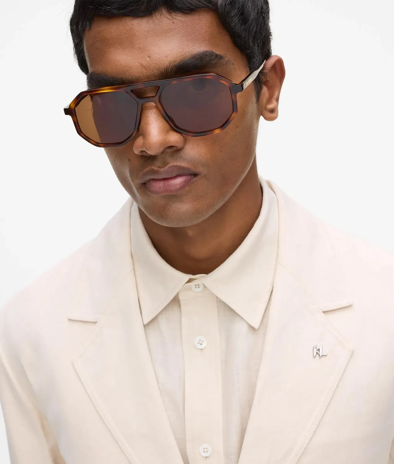 Karl Lagerfeld Linen Blazer Sakko einreihig Leinenmix