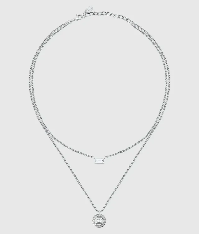 Karl Lagerfeld Double Chain Charm Halskette Kristall