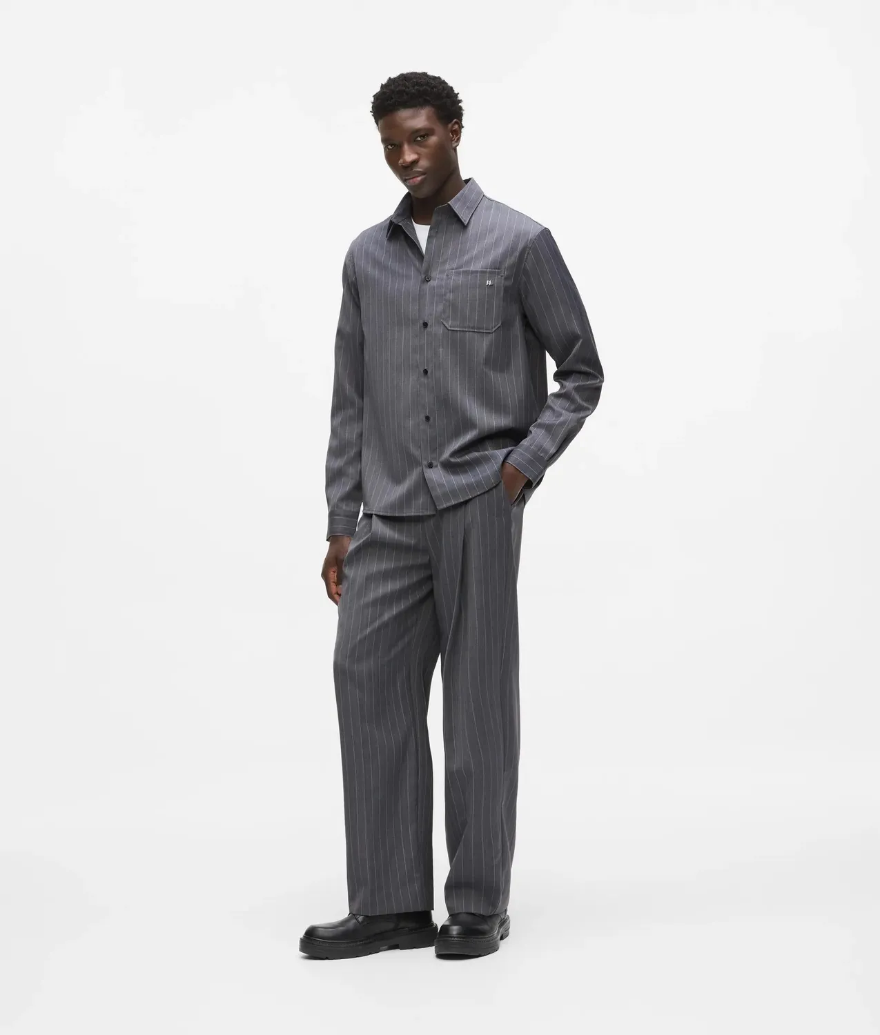 Karl Lagerfeld Pinstripe Hemd Wollmix Nadelstreifen