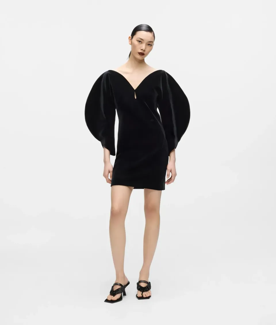 Karl Lagerfeld KL Studio Cocoon Kleid Samt Schwarz