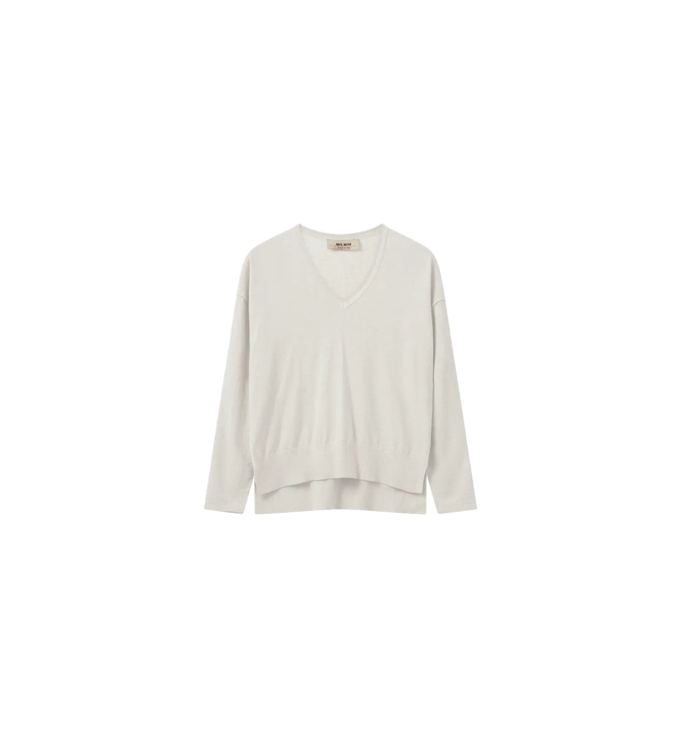 Mos Mosh MMTani V-neck Knit Pullover Ecru Baumwolle