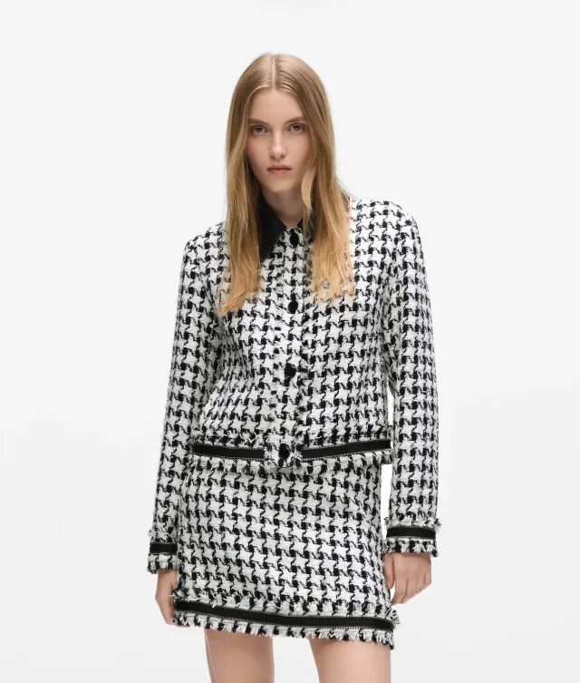 Karl Lagerfeld Houndstooth Boucle Jacke Wolle