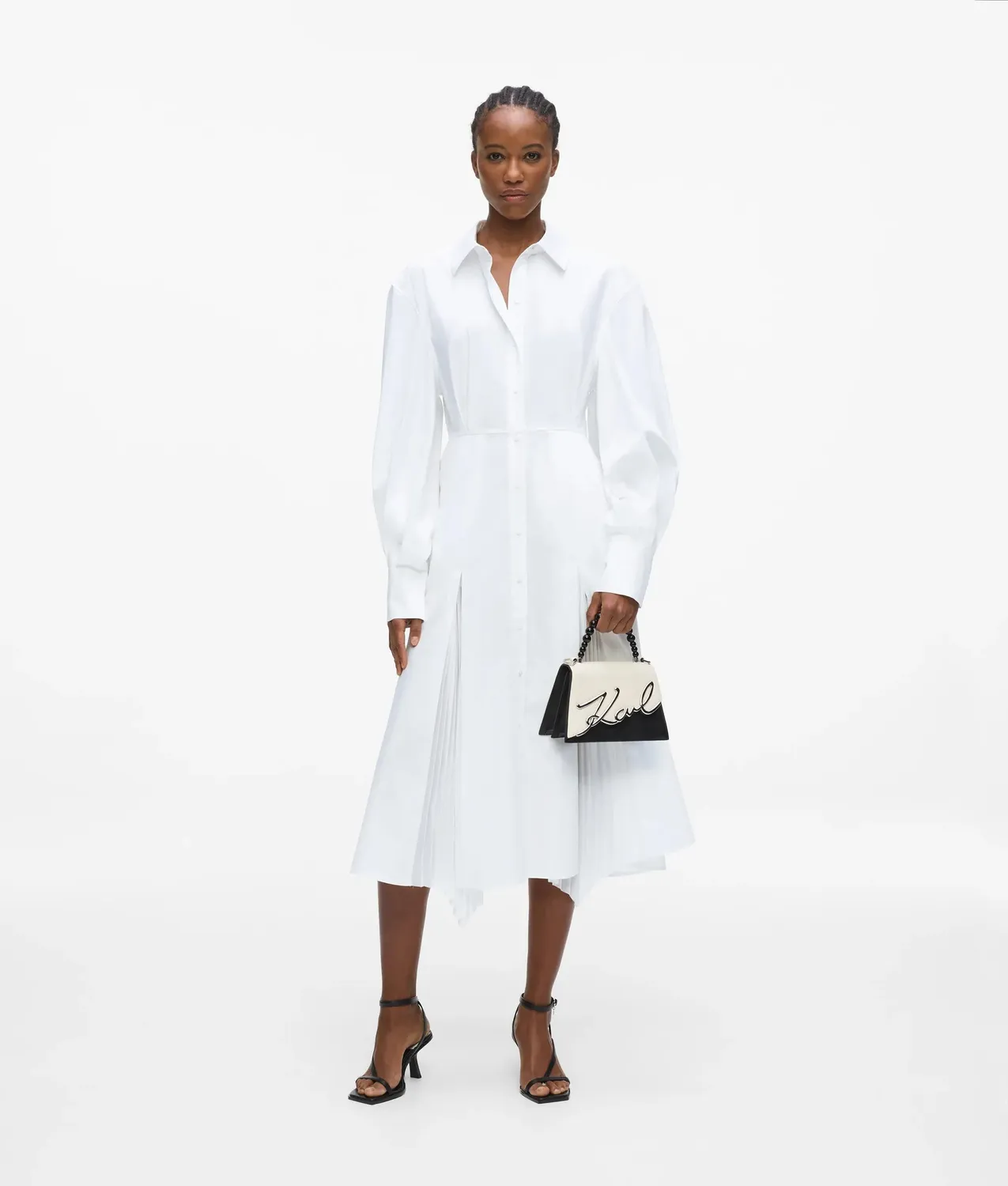 Karl Lagerfeld Poplin Hemdkleid Bio-Baumwolle plissiert
