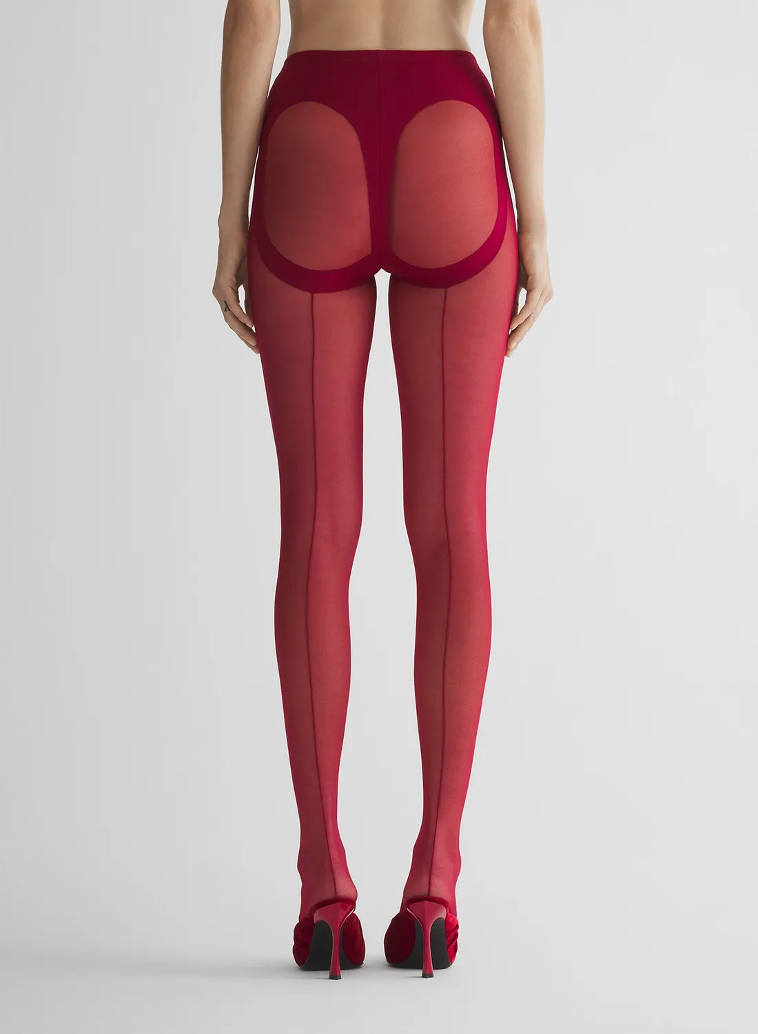 Mugler Re/Edit Strumpfhose Rot transparent