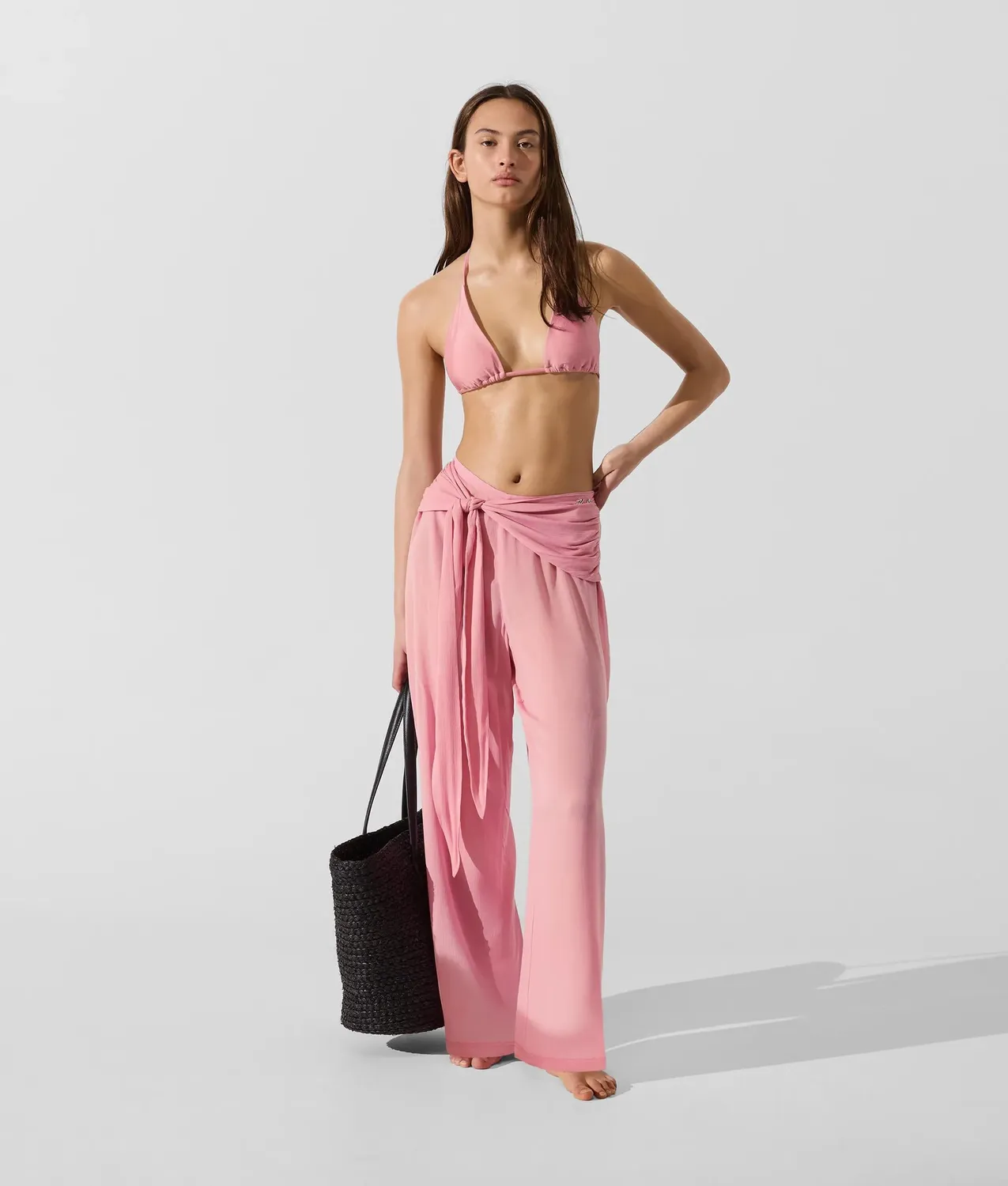 Karl Lagerfeld Strandhose Damen weit Bindegürtel