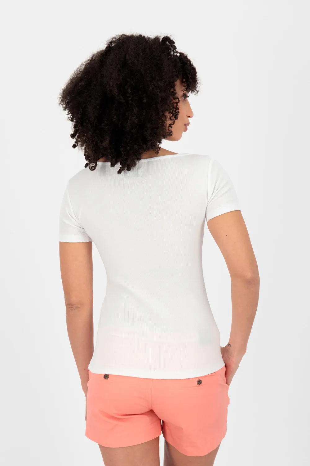 Alife & Kickin RosaAK A T-Shirt weiß Knopfleiste