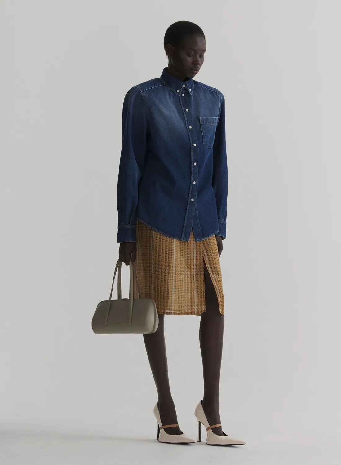 Mugler Power Shirt Jeanshemd Washed Denim Oversize