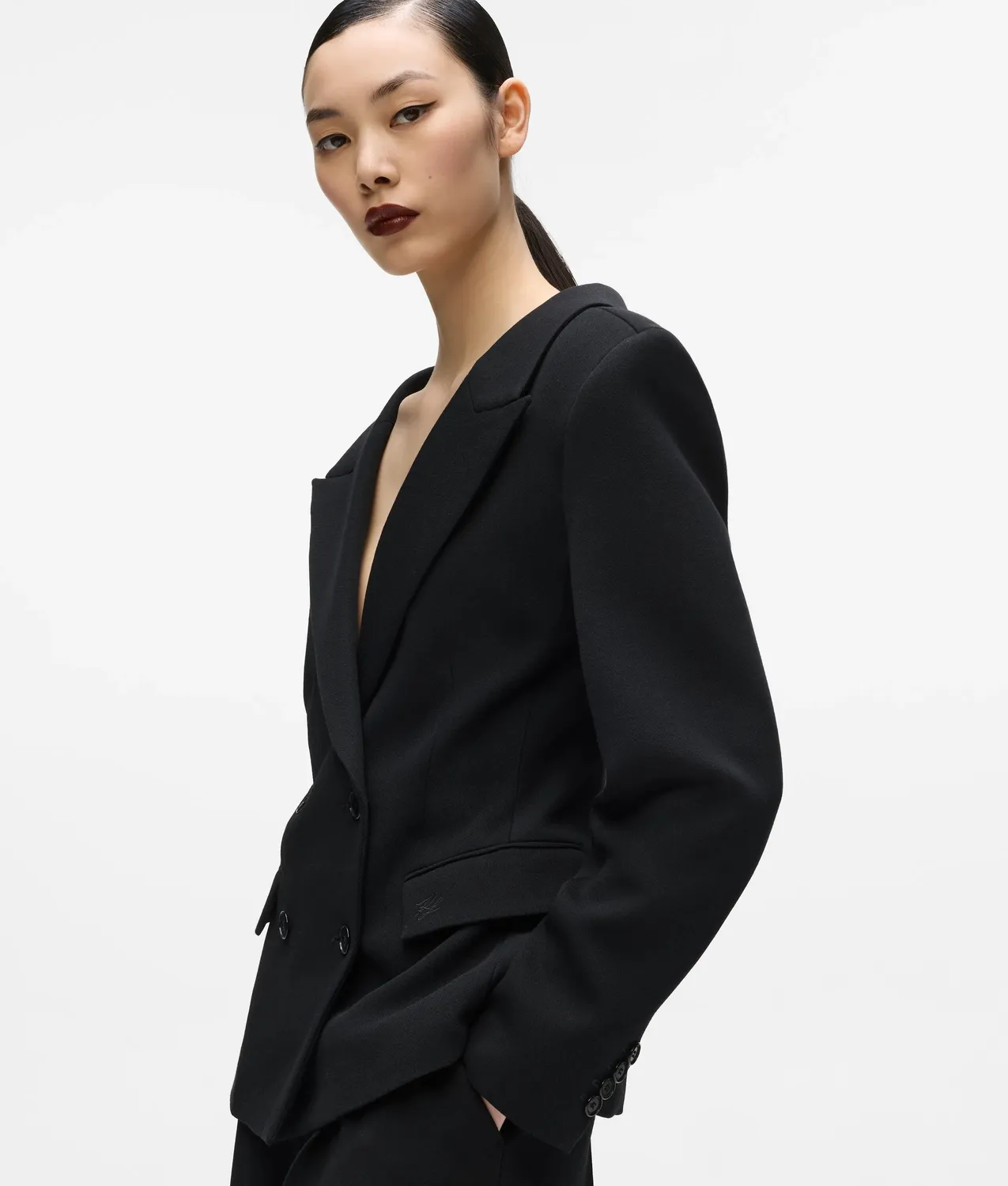 Karl Lagerfeld KL Studio Wide Shoulder Blazer Wolle Zweireiher