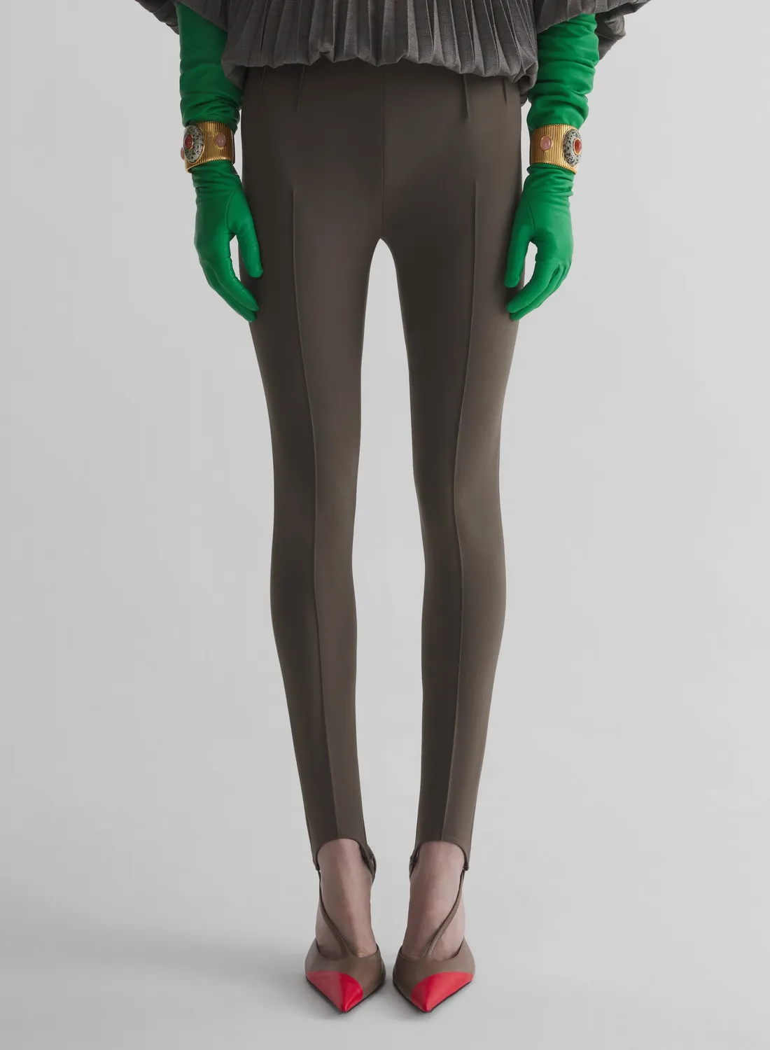 Mugler Tailored Leggings taupe Schurwolle Bügelfalte