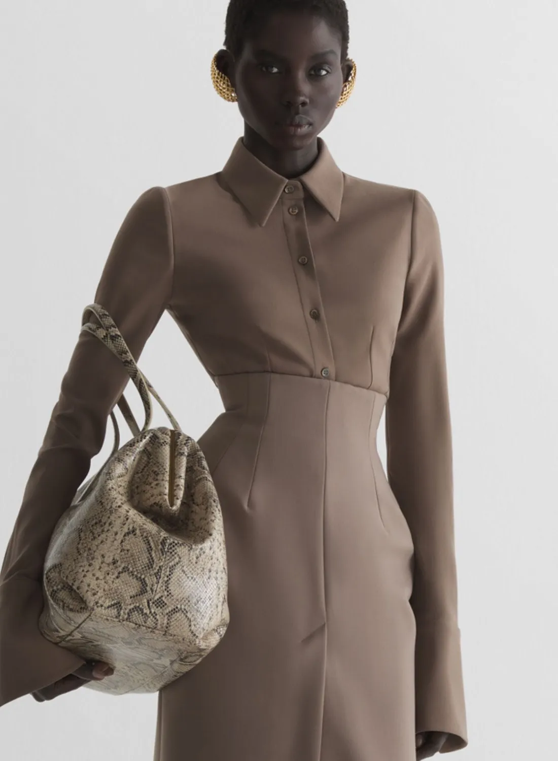 Mugler Fitted Shirt Wollhemd beige tailliert