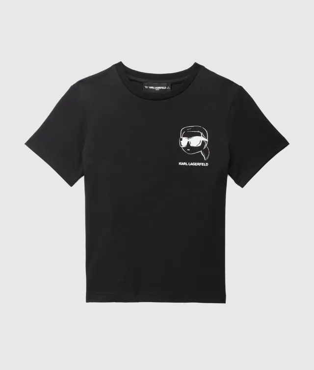 Karl Lagerfeld Ikon Outline T-Shirt Jungen Bio-Baumwolle weiß