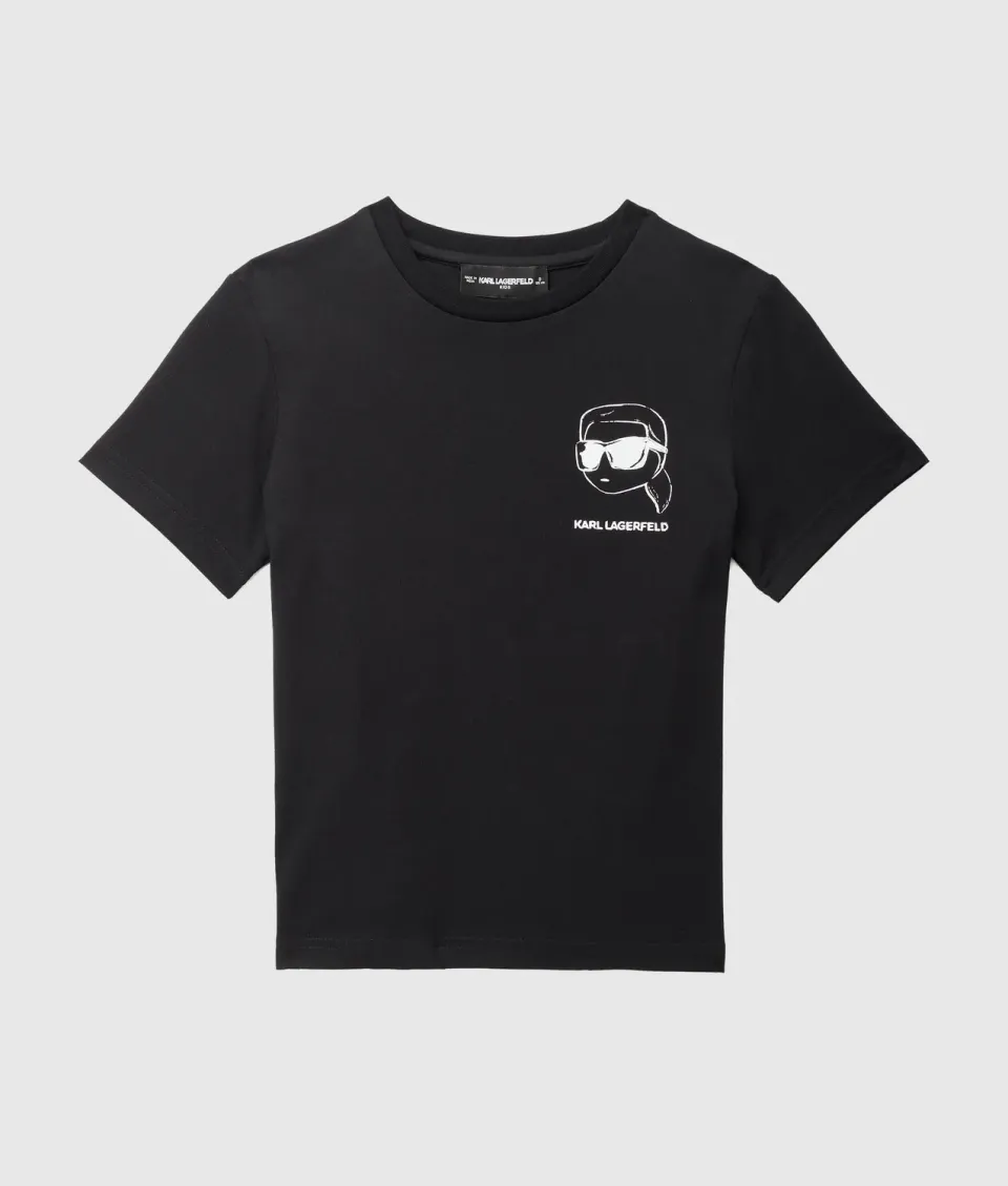 Karl Lagerfeld Ikon Outline T-Shirt Jungen Bio-Baumwolle weiß