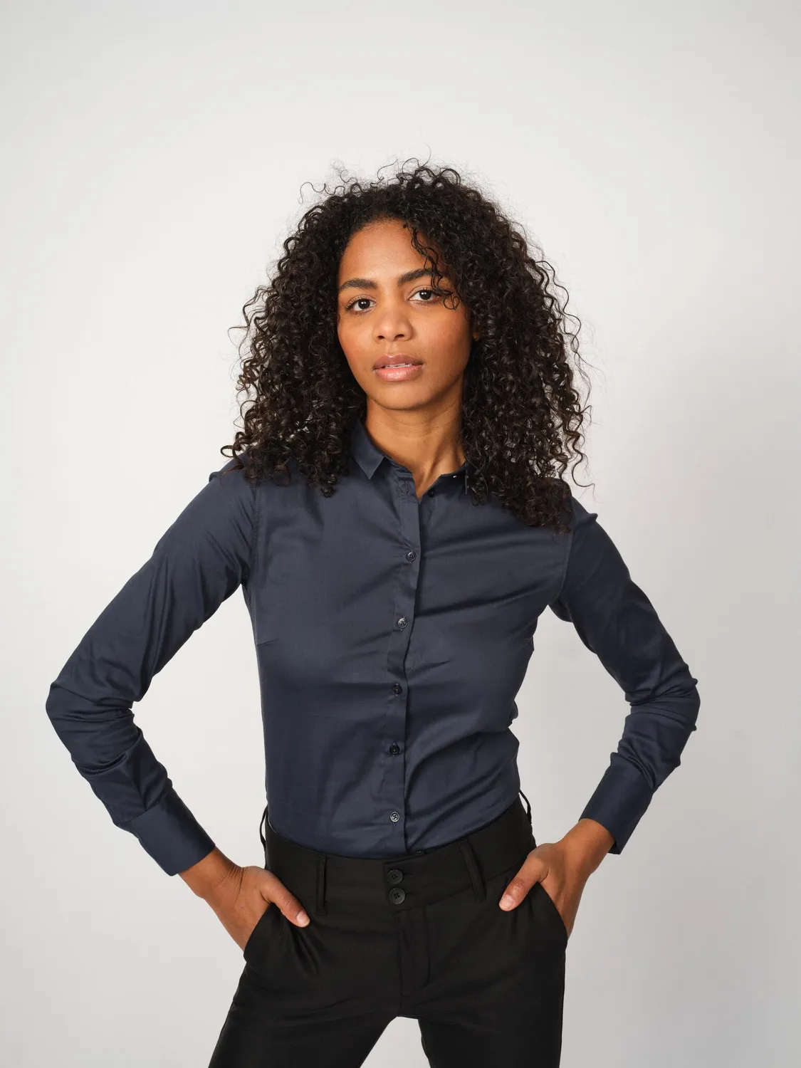 Mos Mosh MMTilda Shirt Bluse figurbetont Hellblau Stretch