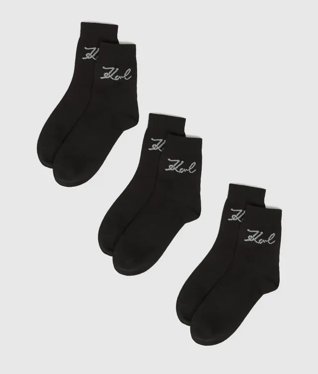 Karl Lagerfeld Signature Socken 3er-Pack Gr. 9-12 Stick