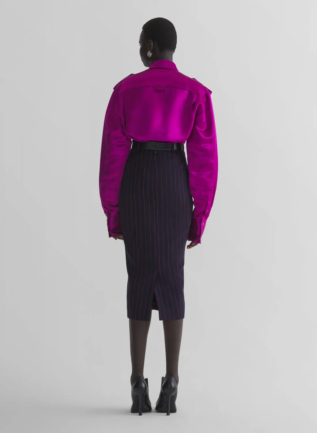 Mugler Pencil Midi Rock Nadelstreifen