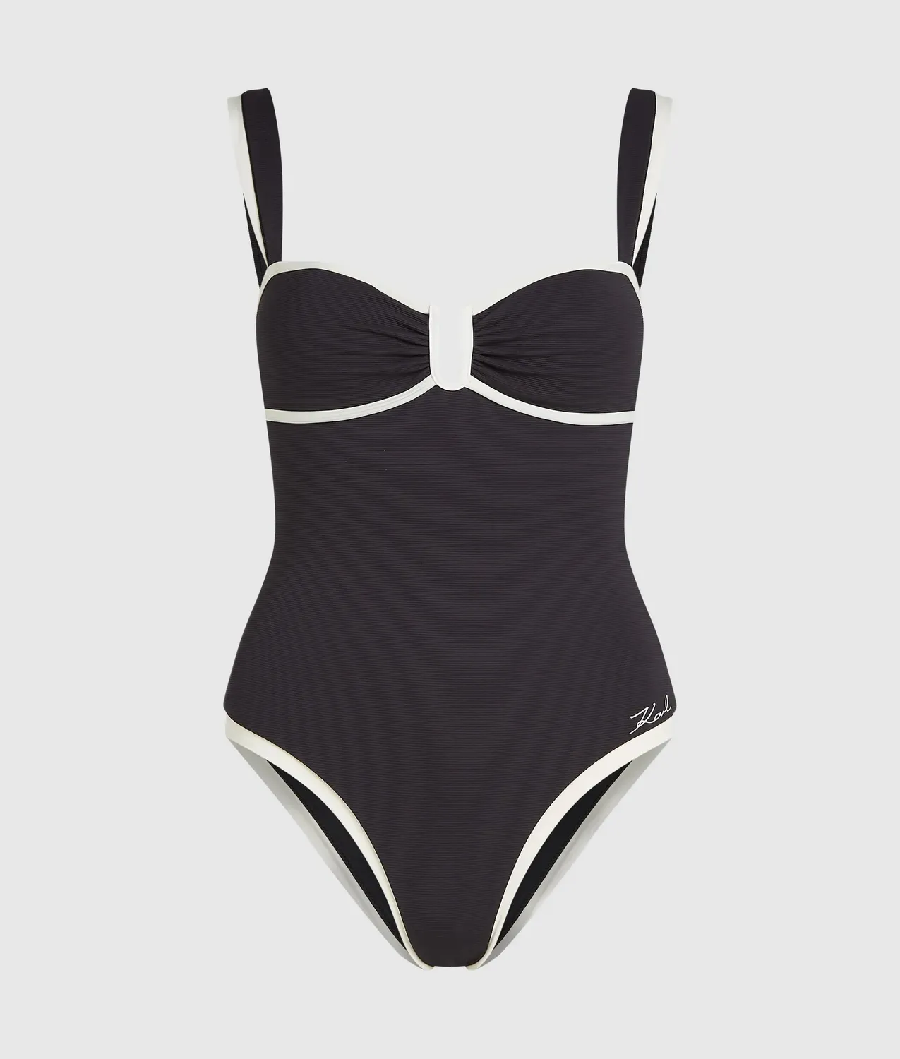 Karl Lagerfeld Signature Badeanzug Bandeau High-Cut