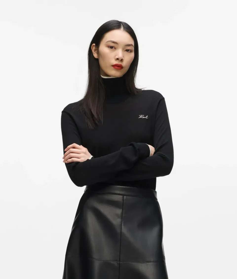 Karl Lagerfeld Rollkragenpullover Merino Wolle XS-XXL