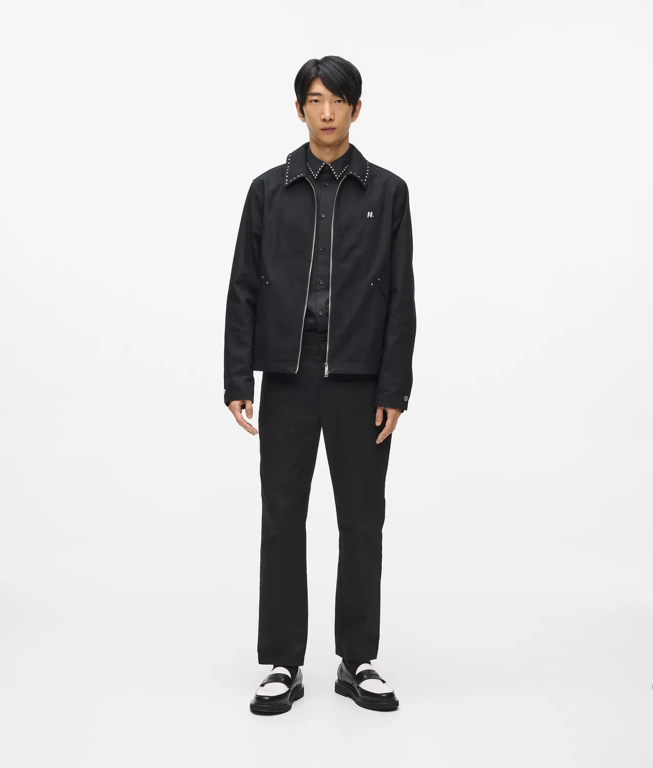 Karl Lagerfeld Karl DNA Jacke Nieten Herren Silber-Zip