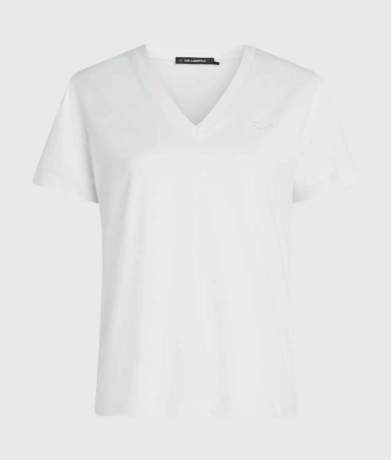 Karl Lagerfeld Signature V-Neck T-Shirt Bio-Baumwolle