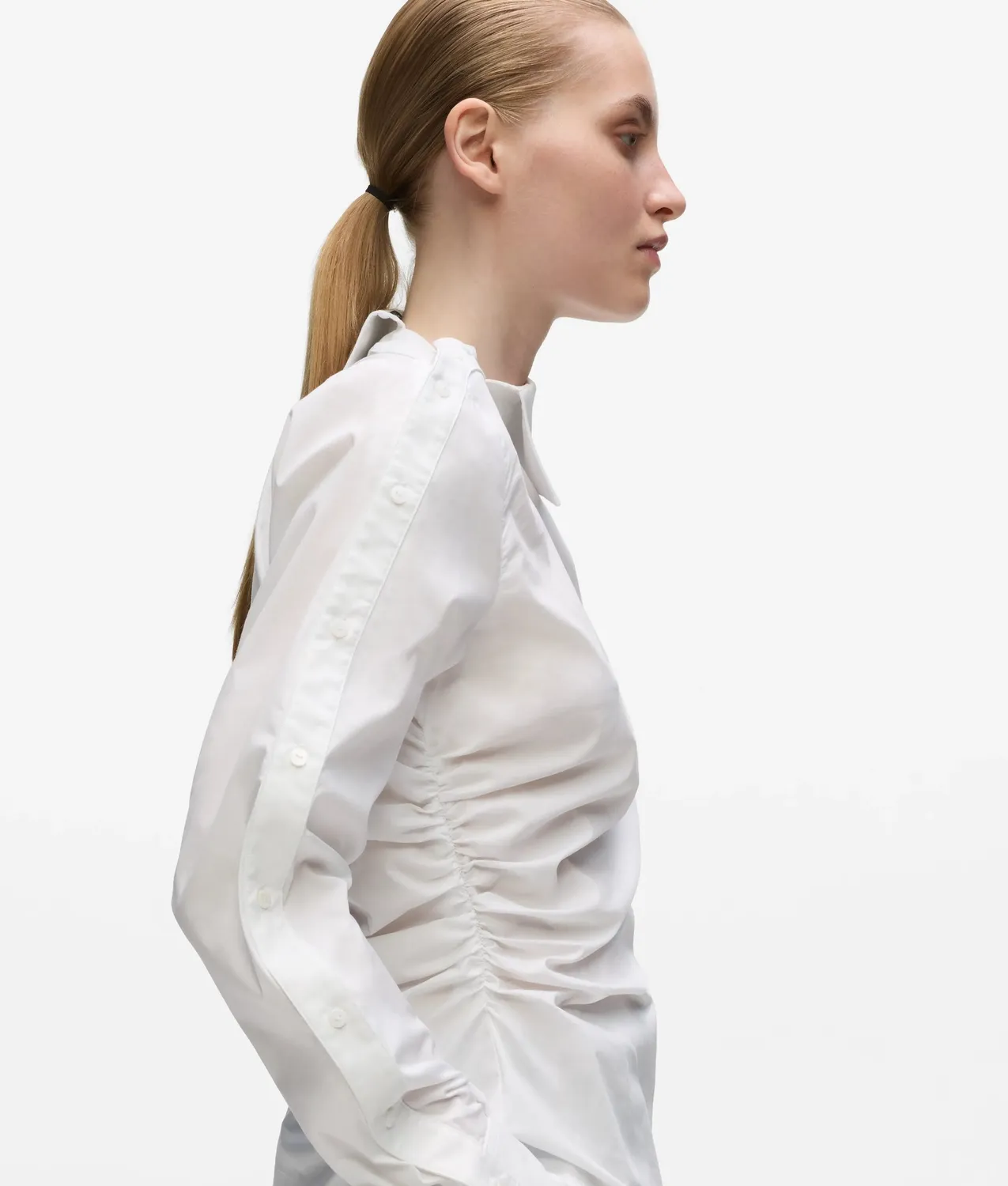 Karl Lagerfeld Asymmetric Button Bluse Raffung Damen