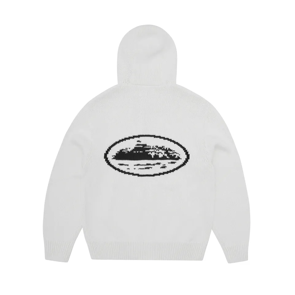 Corteiz Alcatraz Heavy Knit Zip Hoodie Natural