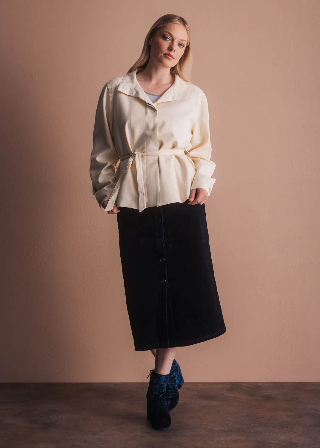 Senatex Bindejacke Lyocell Beige Stehkragen