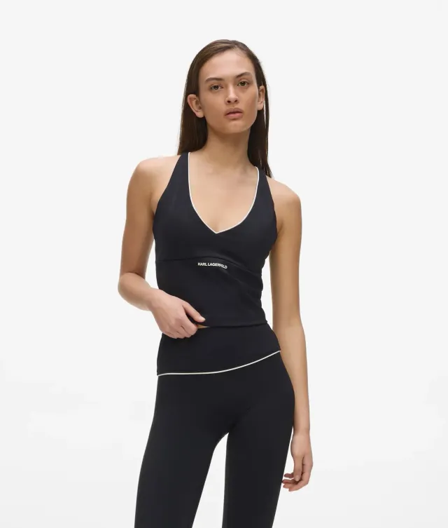 Karl Lagerfeld Contrast Piping Tank Top V-Ausschnitt