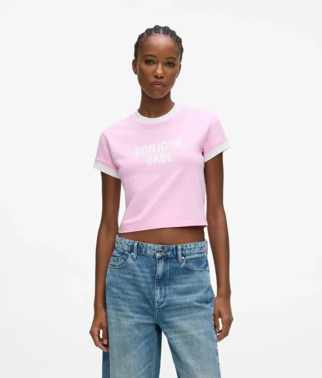 Karl Lagerfeld Bonjour Babe T-Shirt Rosa XS-XL