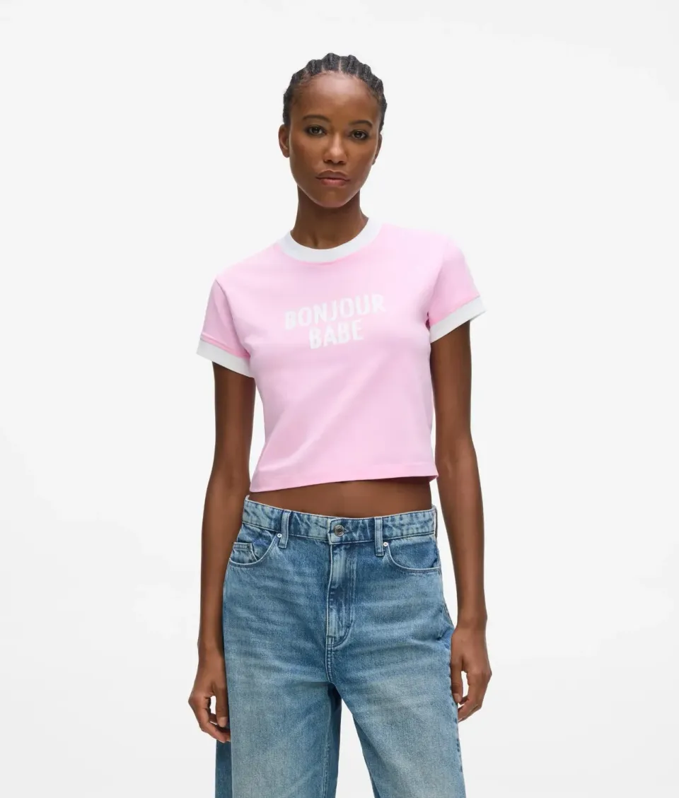 Karl Lagerfeld Bonjour Babe T-Shirt Rosa XS-XL