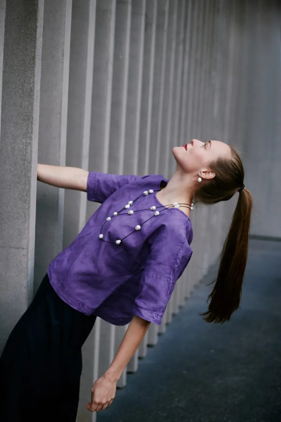 isarti Tinta Shirt Holunder Leinen Boxy Einzelstück