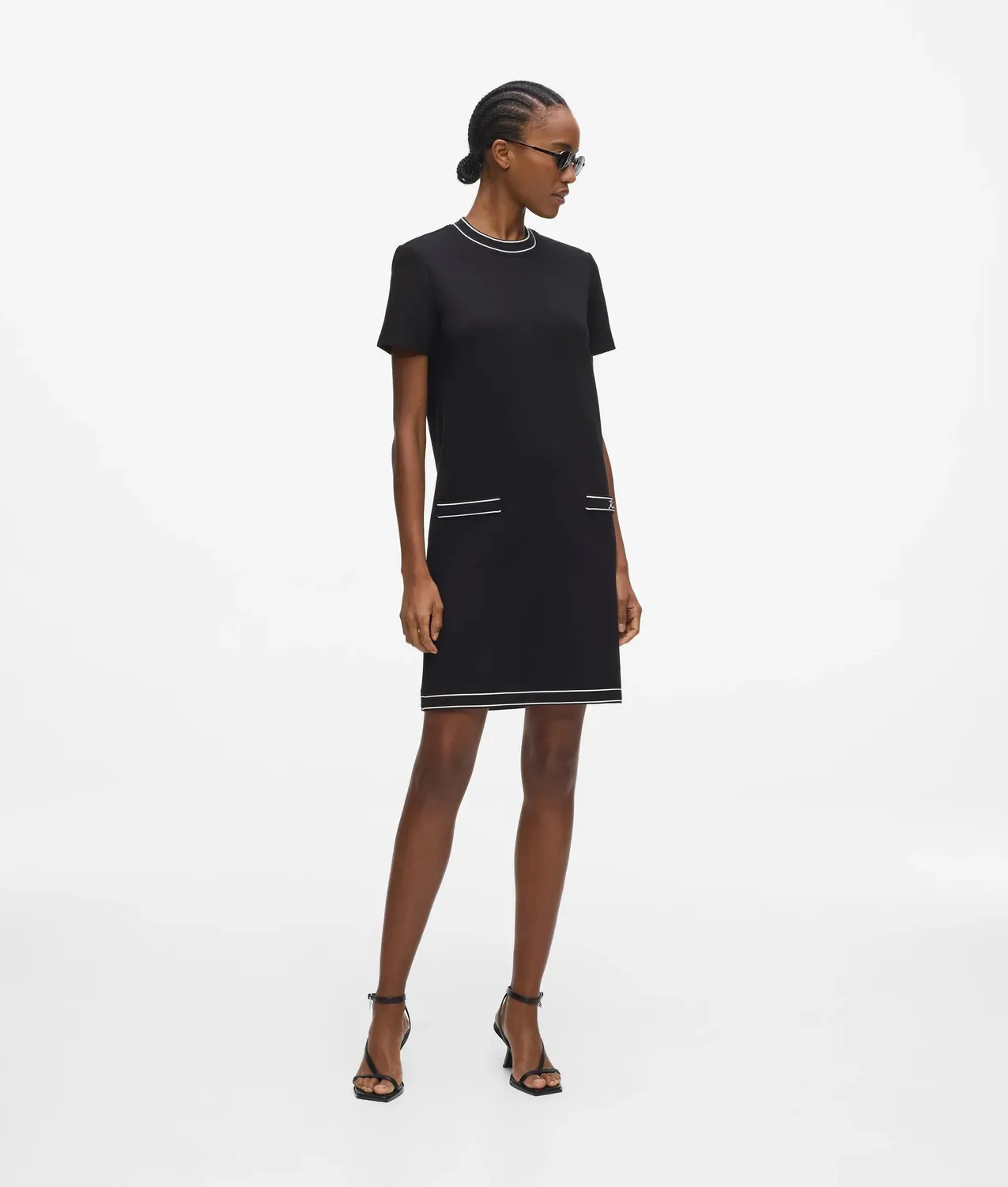 Karl Lagerfeld Piped T-Shirt-Kleid Viskose mit Paspel
