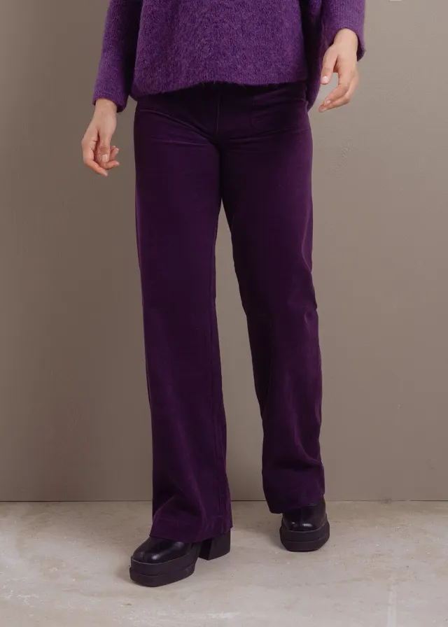 Senatex Cordhose reine Baumwolle Plum ausgestell
