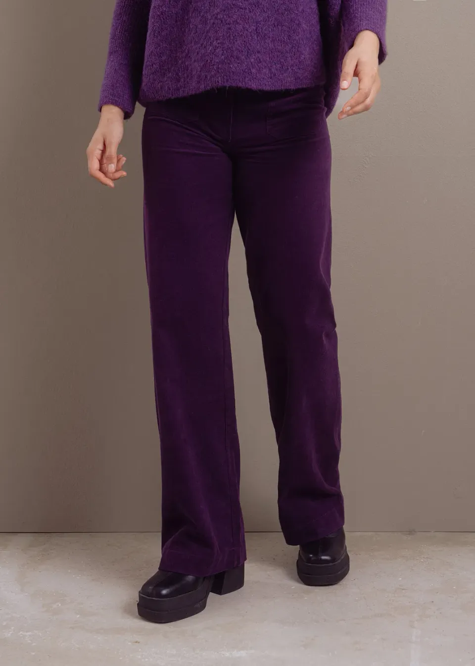Senatex Cordhose reine Baumwolle Plum ausgestell