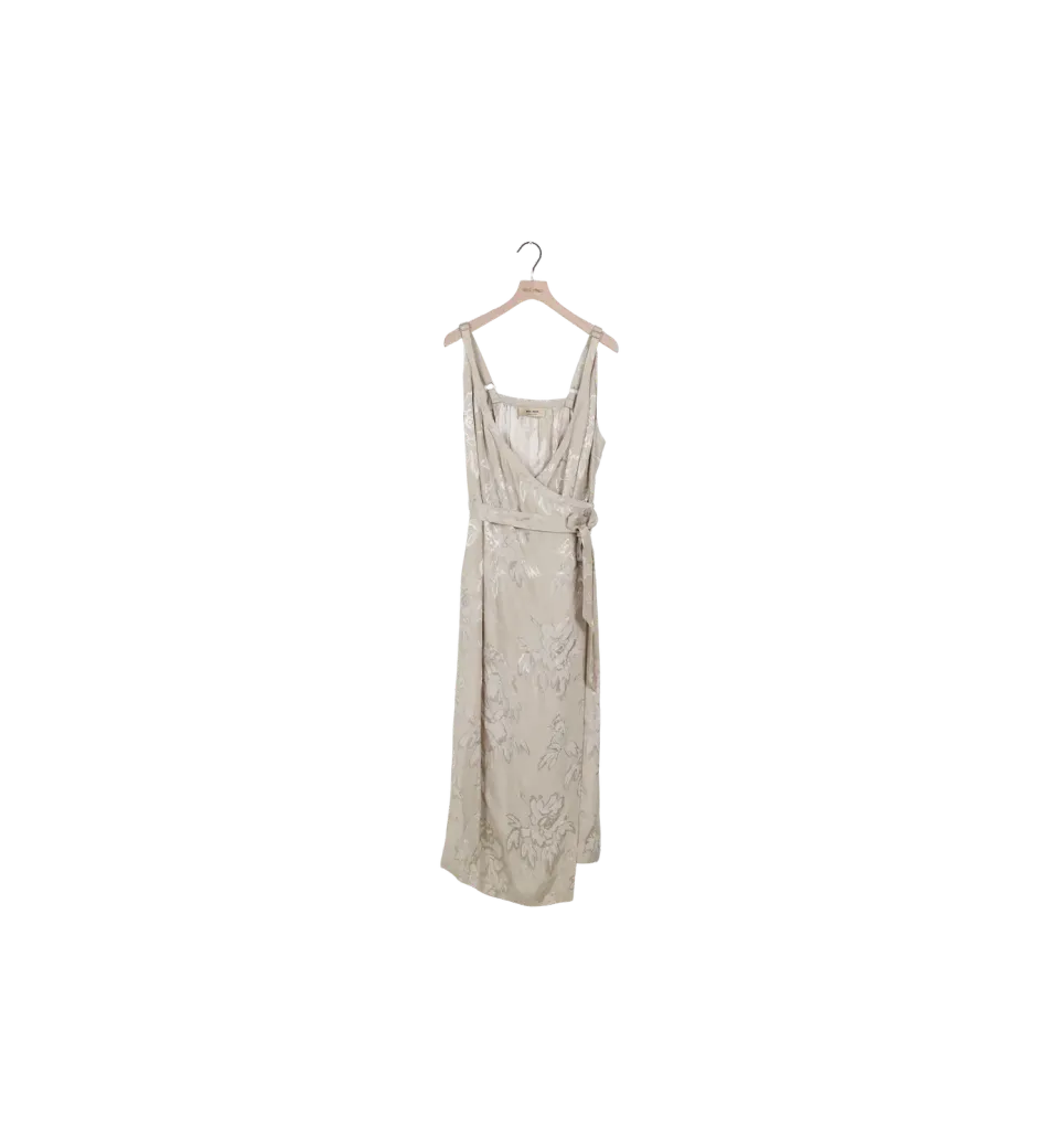 Mos Mosh ReLoved Wrap Flawo Kleid XL Jacquard Grau