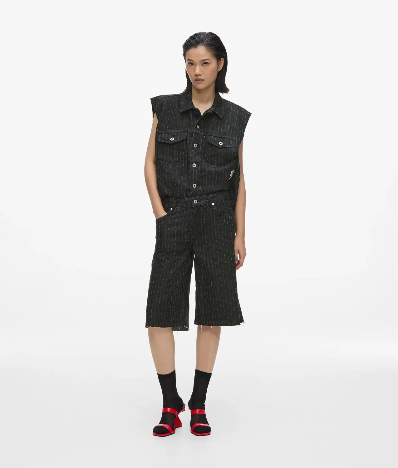 Karl Lagerfeld Jeans Pinstripe Bermuda Denimshorts