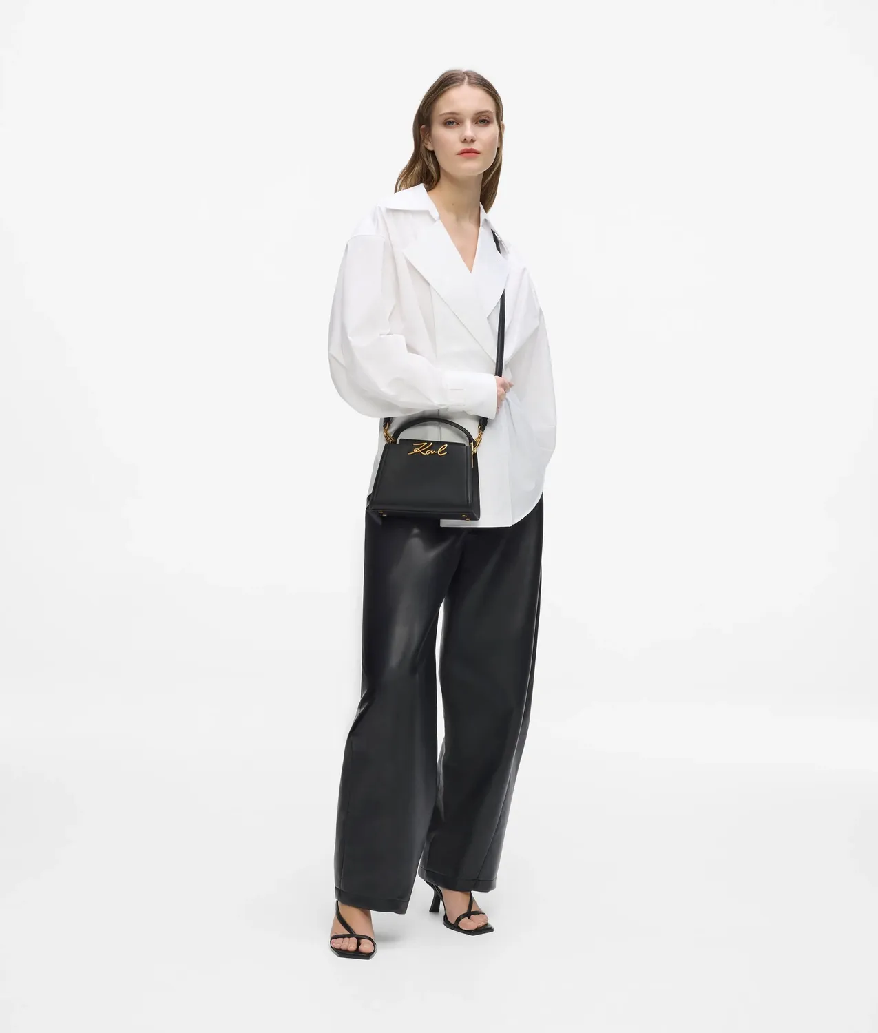 Karl Lagerfeld K/Signature Mini-Henkeltasche Leder schwarz