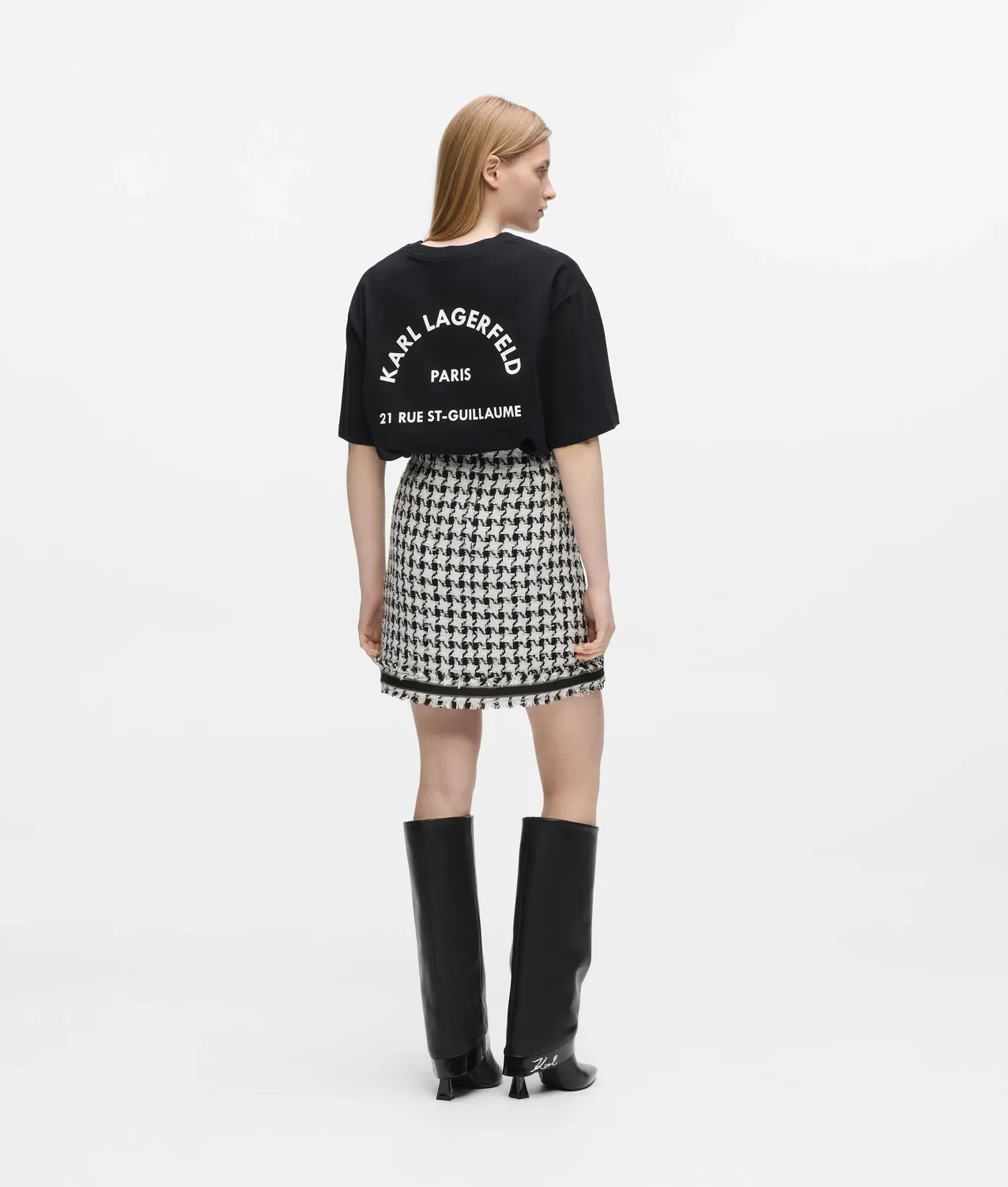 Karl Lagerfeld Houndstooth Bouclé Minirock Damen Hahnentritt