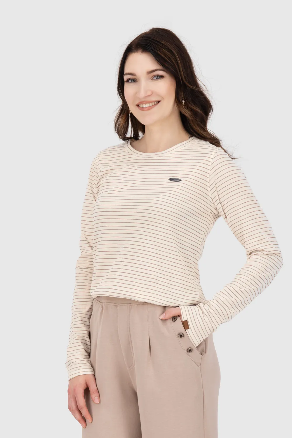 Alife & Kickin LeaAK Z Longsleeve Beige gestreift Baumwolle