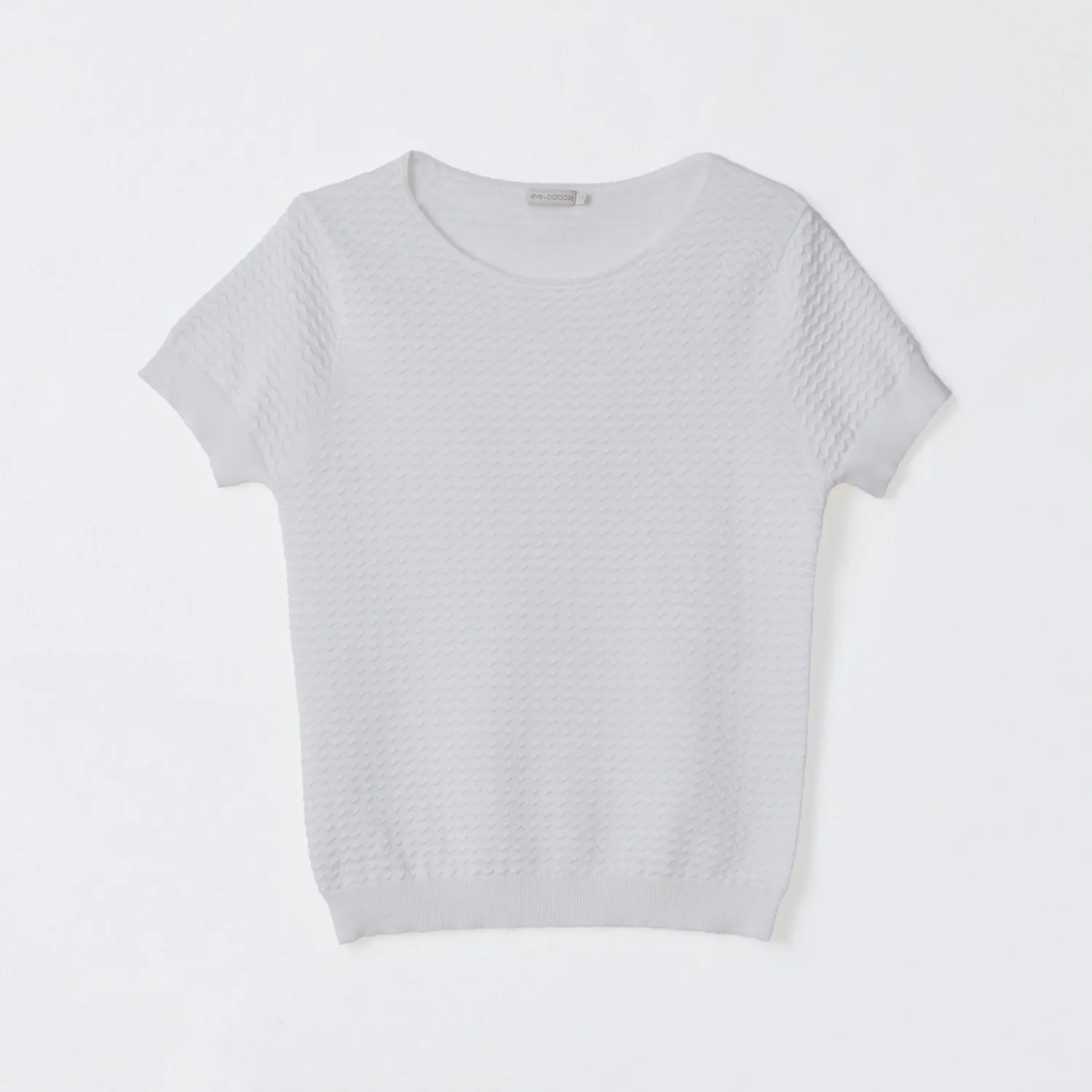 Senatex Kurzarm-Stricktop Off-White aus Bio-Baumwolle