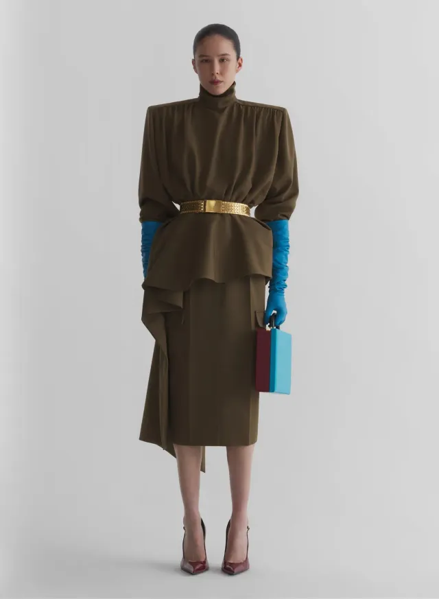 Mugler Cargo Rock Khaki Midi Satin Gr.34-46