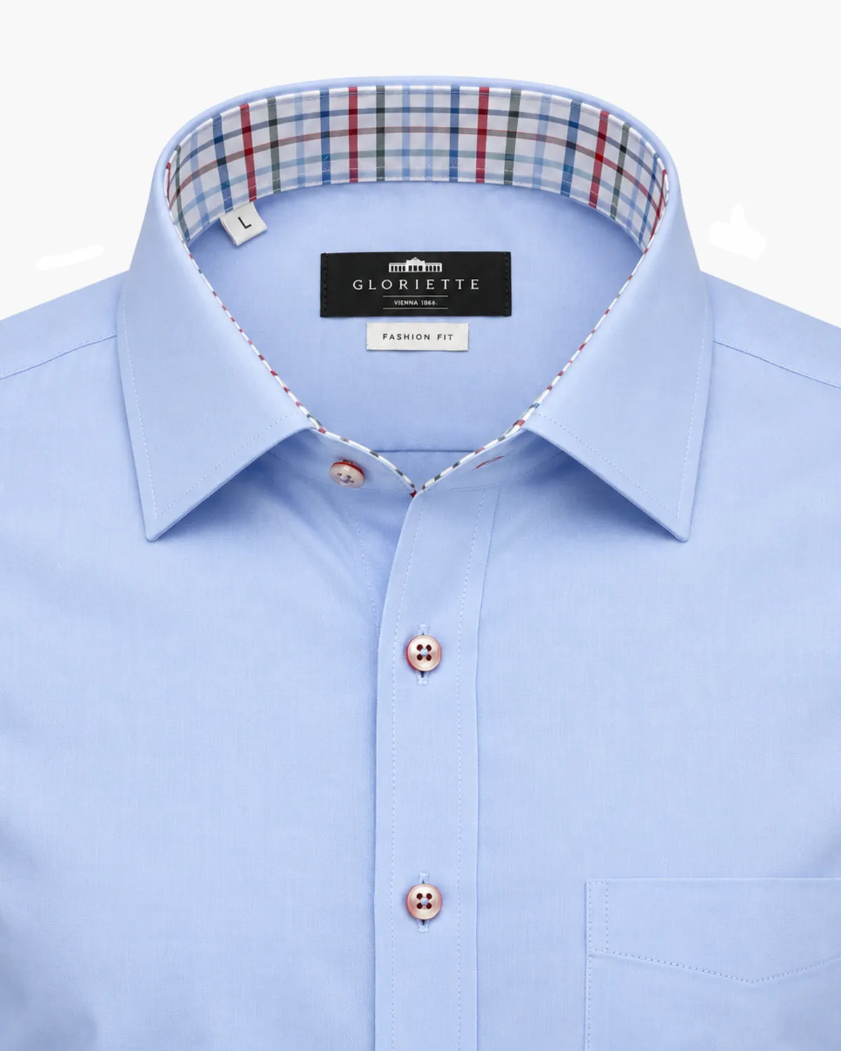 Gloriette Blau Stretch Hemd Hellblau Fashion Fit Baumwolle-Modal
