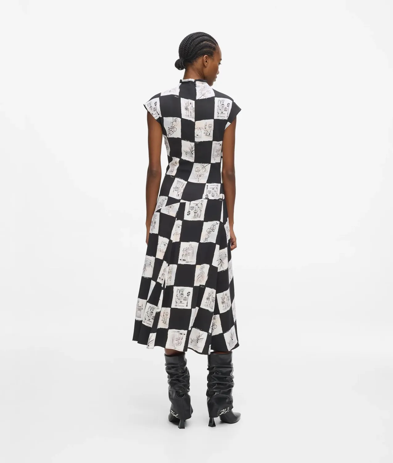 Karl Lagerfeld High-Neck Midikleid Ruching Gr 6