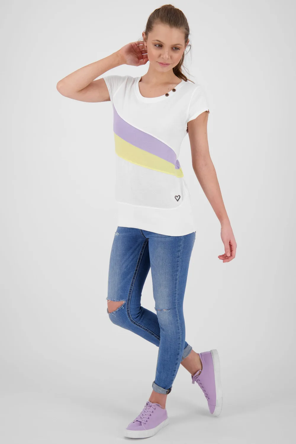 Alife & Kickin CleaAK Shirt Weiß gestreift Holzknöpfe