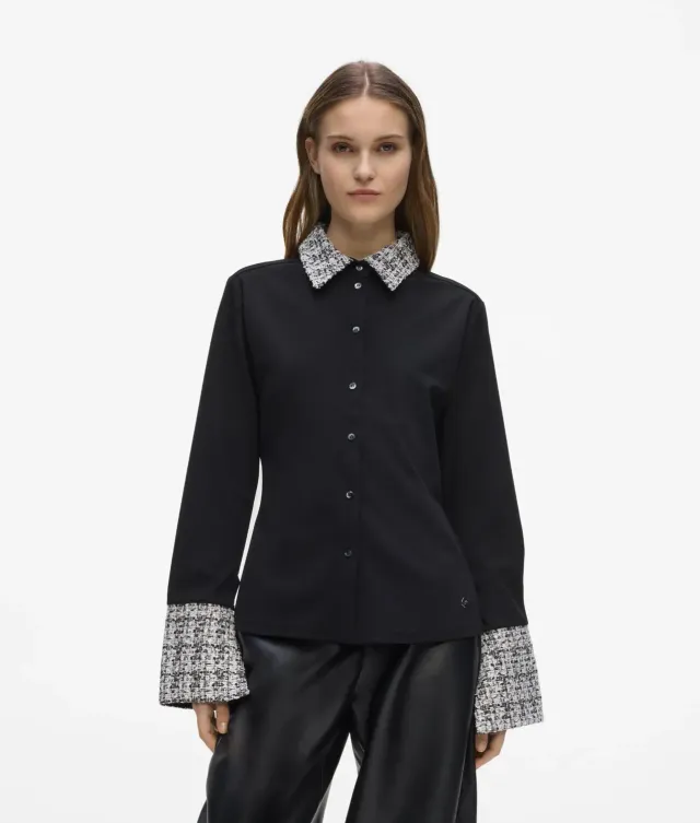 Karl Lagerfeld Bouclé Poloshirt Langarm Herren