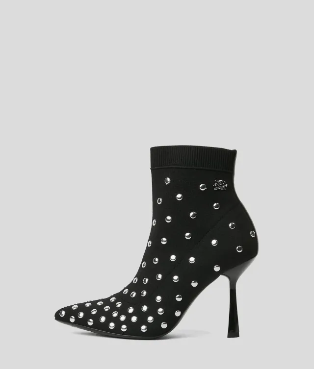 Karl Lagerfeld Pandara Knitted Studded Boots Stiletto