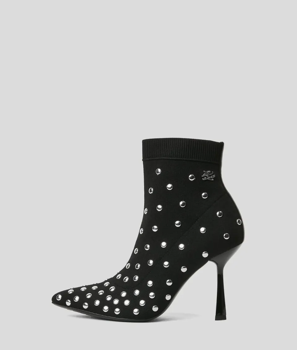 Karl Lagerfeld Pandara Knitted Studded Boots Stiletto