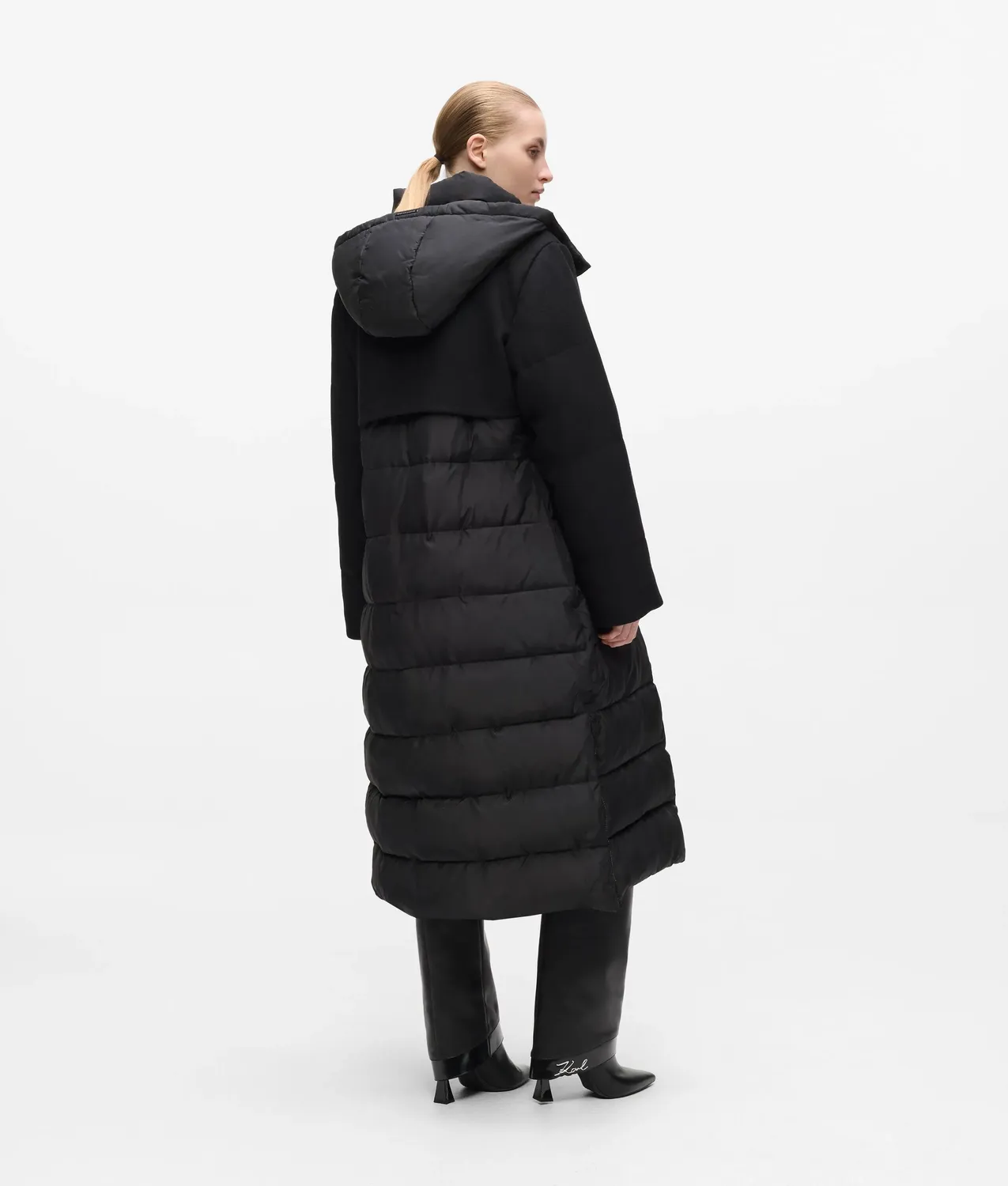 Karl Lagerfeld Belted Puffer Mantel lang Gürtel Kapuze